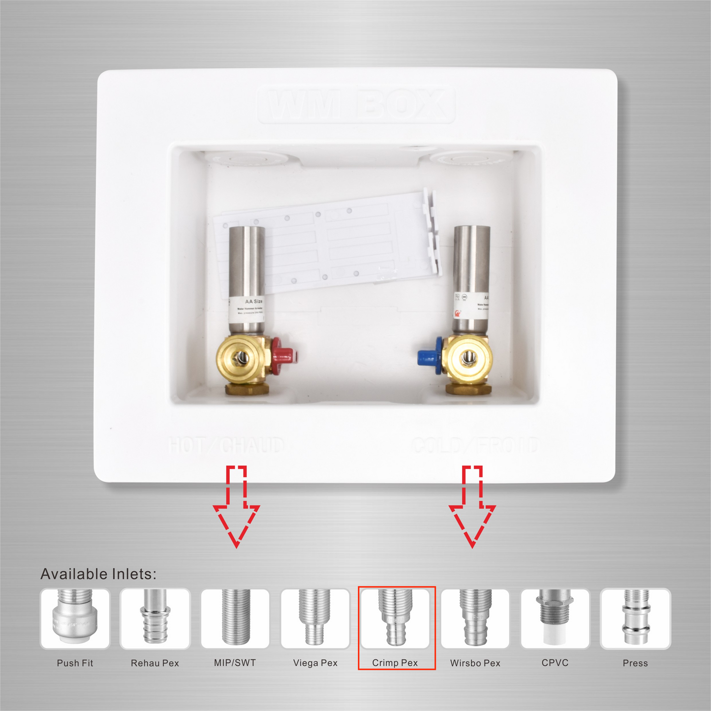 Flexible Washer Machine Box With Pex F-1807 Valves W/SS HA-Outlet boxes&Valves